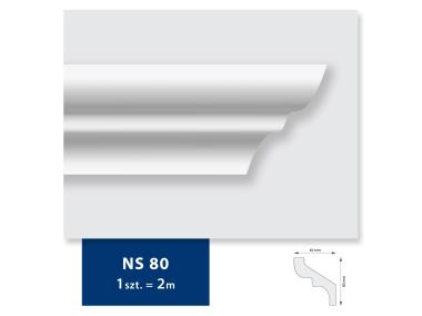 Zdjęcie: Listwa sufitowa z polistyrenu NS 80, 2 sztuki 200x8x6,5 cm biały DMS