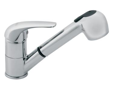 Zdjęcie: Bateria zlewozmywakowa stojąca z wyciąganym natryskiem Vasto, chrom FERRO