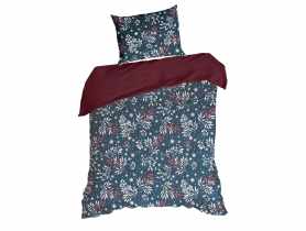 Komplet pościeli bawełnianej z nadrukiem świątecznym Kristy 140x200 cm, 70x80 cm - 1 szt. EUROFIRANY