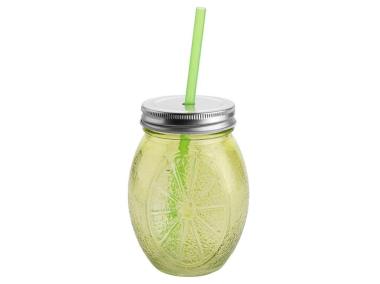 Zdjęcie: Szklanka Lemon ze słomką 460 ml zielona FLORINA