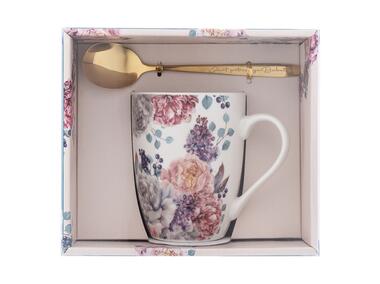 Zdjęcie: Kubek 320 ml z łyżeczką z grawerem dekor Świat Potrzebuje Babci Color Box liliowy bez ALTOMDESIGN
