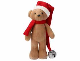 Miś z materiału z czapką z dzwonkiem 35 cm JUMI