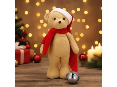 Zdjęcie: Miś z materiału z czapką z dzwonkiem 35 cm JUMI