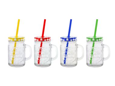Zdjęcie: Kubek ze słomką Retro 380 ml multikolor FLORENTYNA