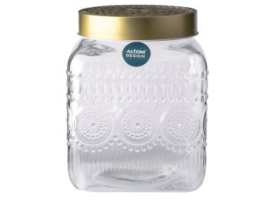Zdjęcie: Pojemnik kwadratowy Daisy z pokrywką w kolorze złota 12,5x12,5x16 cm ALTOM DESIGN