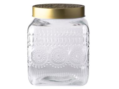Zdjęcie: Pojemnik kwadratowy Daisy z pokrywką w kolorze złota 12,5x12,5x16 cm ALTOM DESIGN