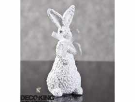 Ozdoba wielkanocna Flore zając biały 6x5x15 cm EUROFIRANY