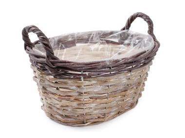 Zdjęcie: Osłonka wiklinowa z uchwytami na kwiaty 27x22x14/19 cm TIN TOURS