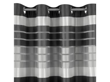 Zdjęcie: Zasłona Eric 140x250 cm czarno-stalowa na przelotkach EUROFIRANY