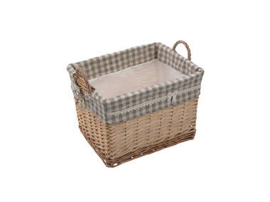 Zdjęcie: Koszyk prostokątny z uchwytami szara kratka 36x26x26 cm ALTOMDESIGN