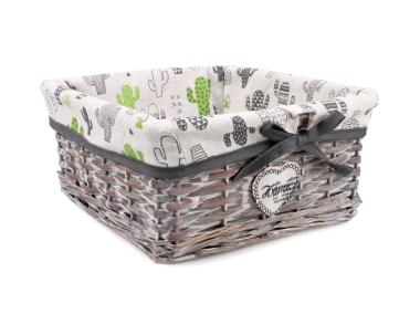 Zdjęcie: Szuflada kwadratowa z materiałem w katusy 27x27x13 cm brązowa TIN TOURS