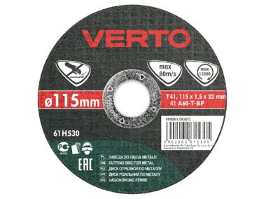 Zdjęcie: Tarcza tnąca do metalu 115 x 1.5 x 22.2 mm VERTO