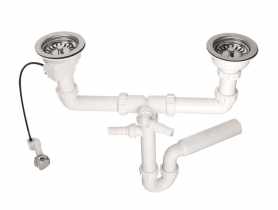Syfon zlewozmywakowy rurowy podwójny 3 5 x50 mm spust z mechanizmem automatycznym MCALPINE