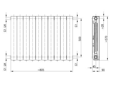 Zdjęcie: Grzejnik aluminiowy ADR 500 10-elementowy miedziany KFA