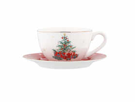 Filiżanka ze spodkiem Christmas Tree 200 ml w opasce ALTOMDESIGN