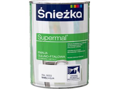 Zdjęcie: Emalia Supermal biały RAL9003 0,8L ŚNIEŻKA