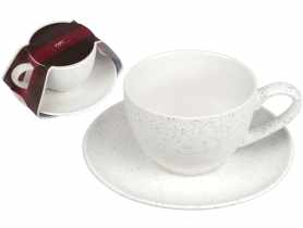 Filiżanka i spodek Rustic 240 ml z porcelany New Bone wzór White DECOR