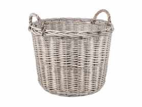 Kosz wiklinowy z uchwytami 55x55x40/49 cm szary TIN TOURS