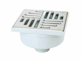 Wpust  z metalową kratką z prostym odpływem fi 50, 150x150x124 mm ZMM MAXPOL