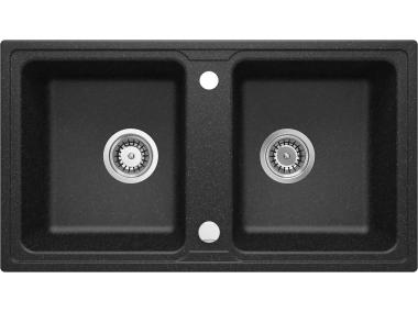 Zdjęcie: Zlewozmywak granitowy Galactic 2 - komorowy grafitowy 78x43,5x18 cm DEANTE