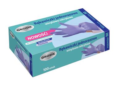 Zdjęcie: Rękawiczki winyl + nitr fiolet M 100 szt. GROSIK