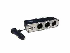 Rozdzielacz samochodowy z kablem, 3 gniazda, 1 x USB WF015 DPM SOLID