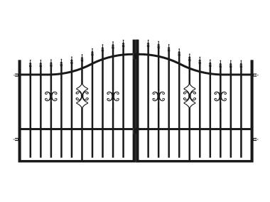 Zdjęcie: Brama dwuskrzydłowa Iga 3,50 m, 1,20-1,50 m, ocynk+ RAL9005 POLBRAM