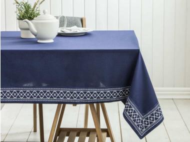 Zdjęcie: Obrus 110x160 cm granatowy wykończenie dekoracyjne ALTOMDESIGN
