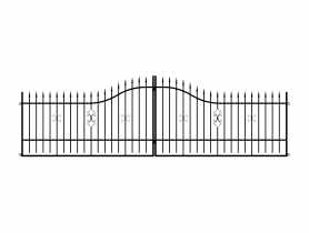 Brama dwuskrzydłowa Iga 5,00 m, 1,20-1,50 m, ocynk+RAL9005 POLBRAM