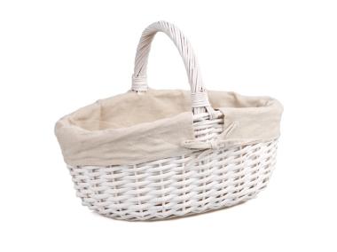 Zdjęcie: Kosz wiklinowy z materiałem 37x28x16x18/29 cm biały TIN TOURS