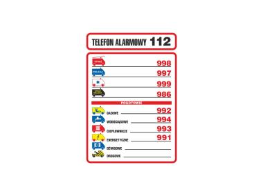 Zdjęcie: Oznaczenie "Tablica telefonów alarmowych" 14,8x21 cm METRO