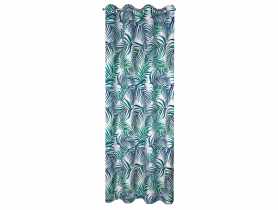 Zasłona Palms 140x250 cm na przelotkach biało-zielona EUROFIRANY
