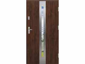 Drzwi zewnętrzne stalowo-drewniane Disting Otello 06 Orzech 90 cm prawe zamek listwowy KR CENTER