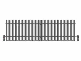 Brama dwuskrzydłowa Anika 5,00 m, 1,50 m, z automatem stal ocynk+RAL7016 struktura POLBRAM