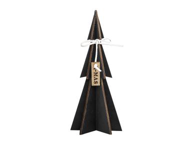 Zdjęcie: Figurka Choinka drewniana z welurowym wykończeniem 22 cm czarno-złota ALTOMDESIGN