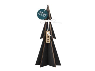 Zdjęcie: Figurka Choinka drewniana z welurowym wykończeniem 22 cm czarno-złota ALTOMDESIGN