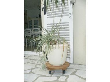 Zdjęcie: Podstawka drewniana na kółkach pod doniczkę Flora Roll, fi40 cm, FSC-FR, naturalny NORTENE
