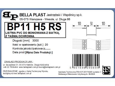 Zdjęcie: Listwa do boniowania PVC z siatką BP11 H5RS L300 biała BELLA-PLAST