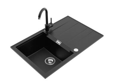 Zdjęcie: Zlewozmywak granitowy Fashion 1-komorowy Lava Stone, 78x50x21,5 cm syfon manualny MILÓ