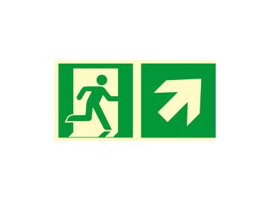 Zdjęcie: Oznaczenie "Kierunek do wyjścia drogi ewakuacyjnej schodami w górę w prawo" 15x30 cm METRO