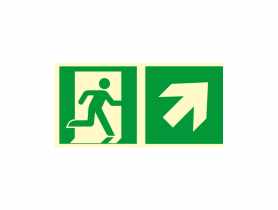 Oznaczenie "Kierunek do wyjścia drogi ewakuacyjnej schodami w górę w prawo" 15x30 cm METRO
