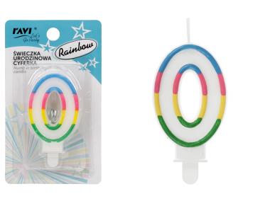 Zdjęcie: Świeczka urodzinowa Cyferka 0 Rainbow DECOR