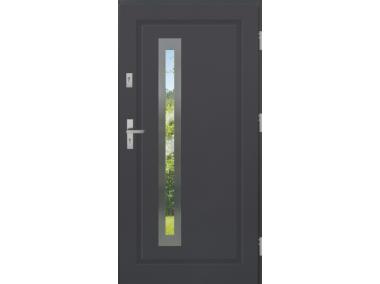 Zdjęcie: Drzwi zewnętrzne stalowo-drewniane Disting Figaro 04B Antracyt 80 cm prawe KR CENTER