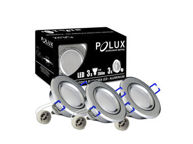 Zdjęcie: Oprawki podtynkowe LED Syn Olal aluminiowe 3in1 okragle srebrne szczotkowane 3pak POLUX