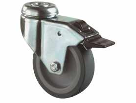 Kółka do wózków gumowe obrotowe z hamulcem 100x23 mm, 65 kg HSI