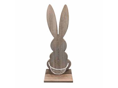 Zdjęcie: Figurka drewniana zając z koszyczkiem 10x7x30 cm ALTOMDESIGN