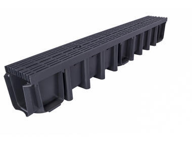 Zdjęcie: Odwodnienie liniowe kanał z kratką PP line czarny A 15, 1000x131x148 mm ZMM MAXPOL