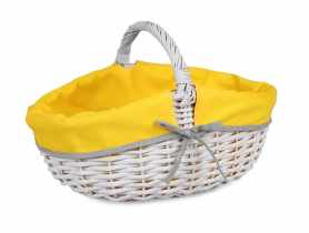 Koszyk piknikowy z żółtym materiałem 39x27x14/18/27 cm szary TIN TOURS