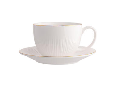 Zdjęcie: Filiżanka Alessia Złota Linia 250 ml ze spodkiem w opasce porcelana kremowa ALTOMDESIGN