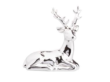 Zdjęcie: Figurka porcelanowa Renifer 18x10x21 cm srebrna ALTOMDESIGN
